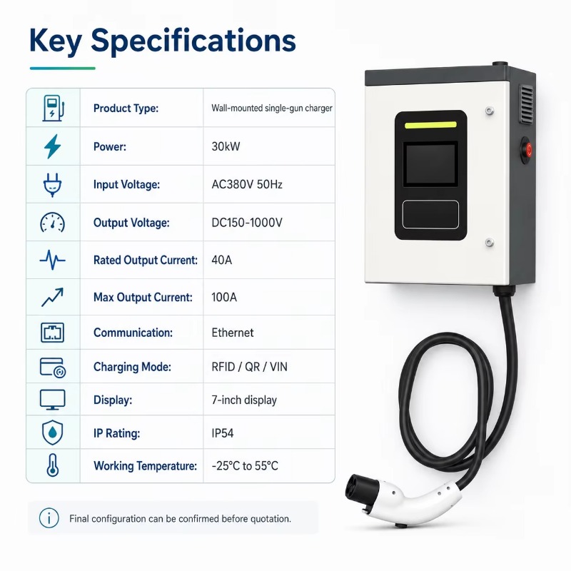 เครื่องชาร์จรถยนต์ไฟฟ้าแบบเร็ว - Dc Fast Charger 30Kw Wallbox Commercial บทวิจารณ์และราคา